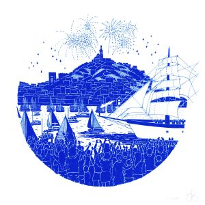 L'accueil, Vieux Port - 30x30cm