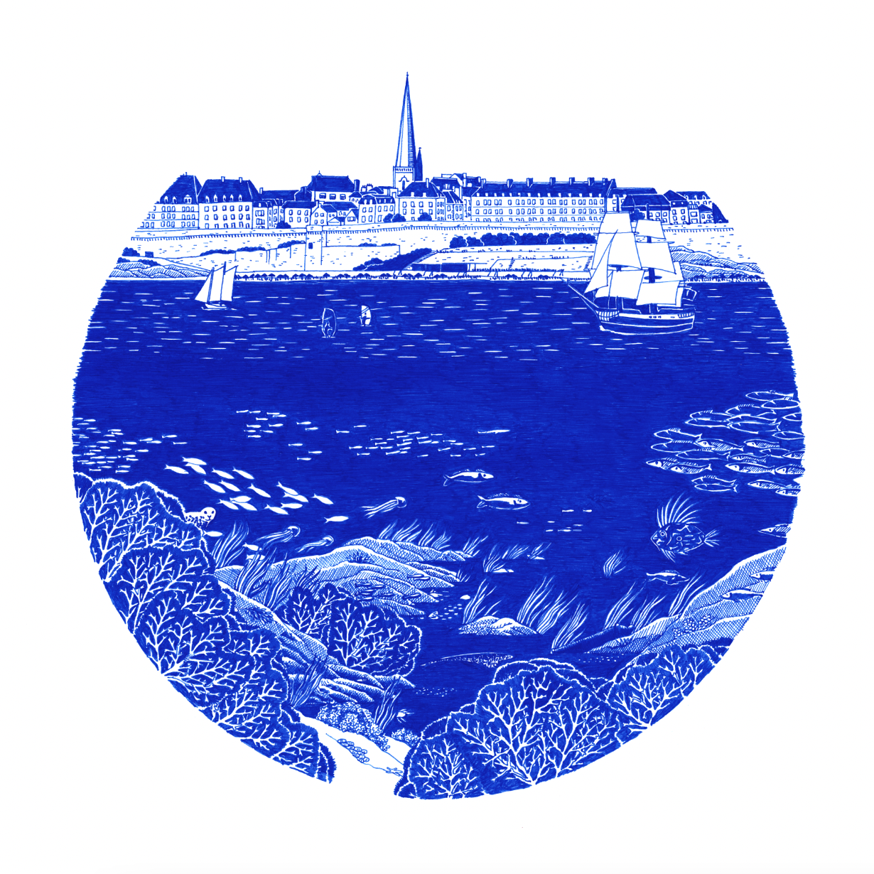 Saint Malo - Ville de la mer - 30x30cm - SERIGRAPHIE