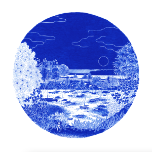 Saint Briac - La promenade - 30x30cm - SERIGRAPHIE