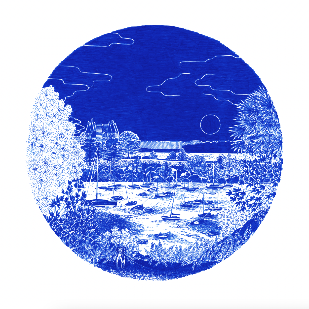 Saint Briac - La promenade - 30x30cm - SERIGRAPHIE